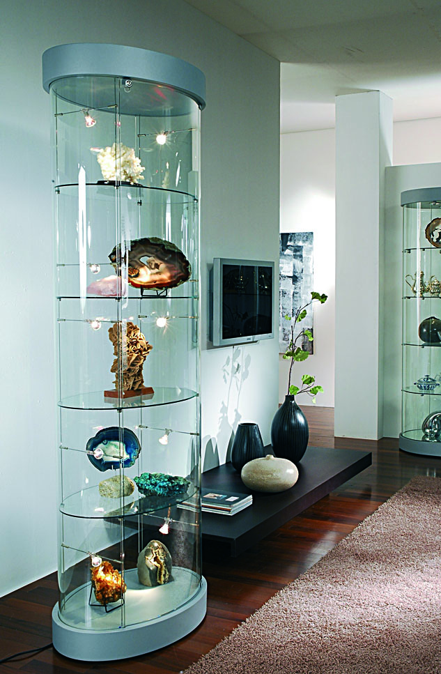 ovale Glasvitrine Topline - 65 x 44 x 190 cm (BxTxH) - Artikel: PV64-44