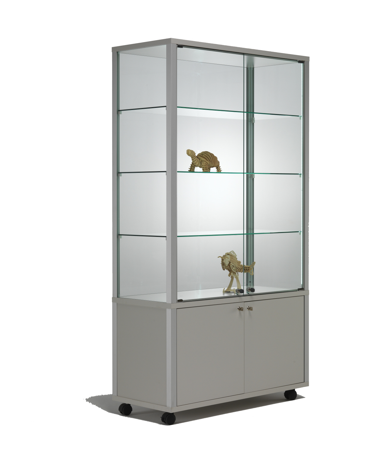 Standvitrine mit Unterschrank Quadra - 99 x 43 x 183 cm (BxTxH) - Artikel: QM9943