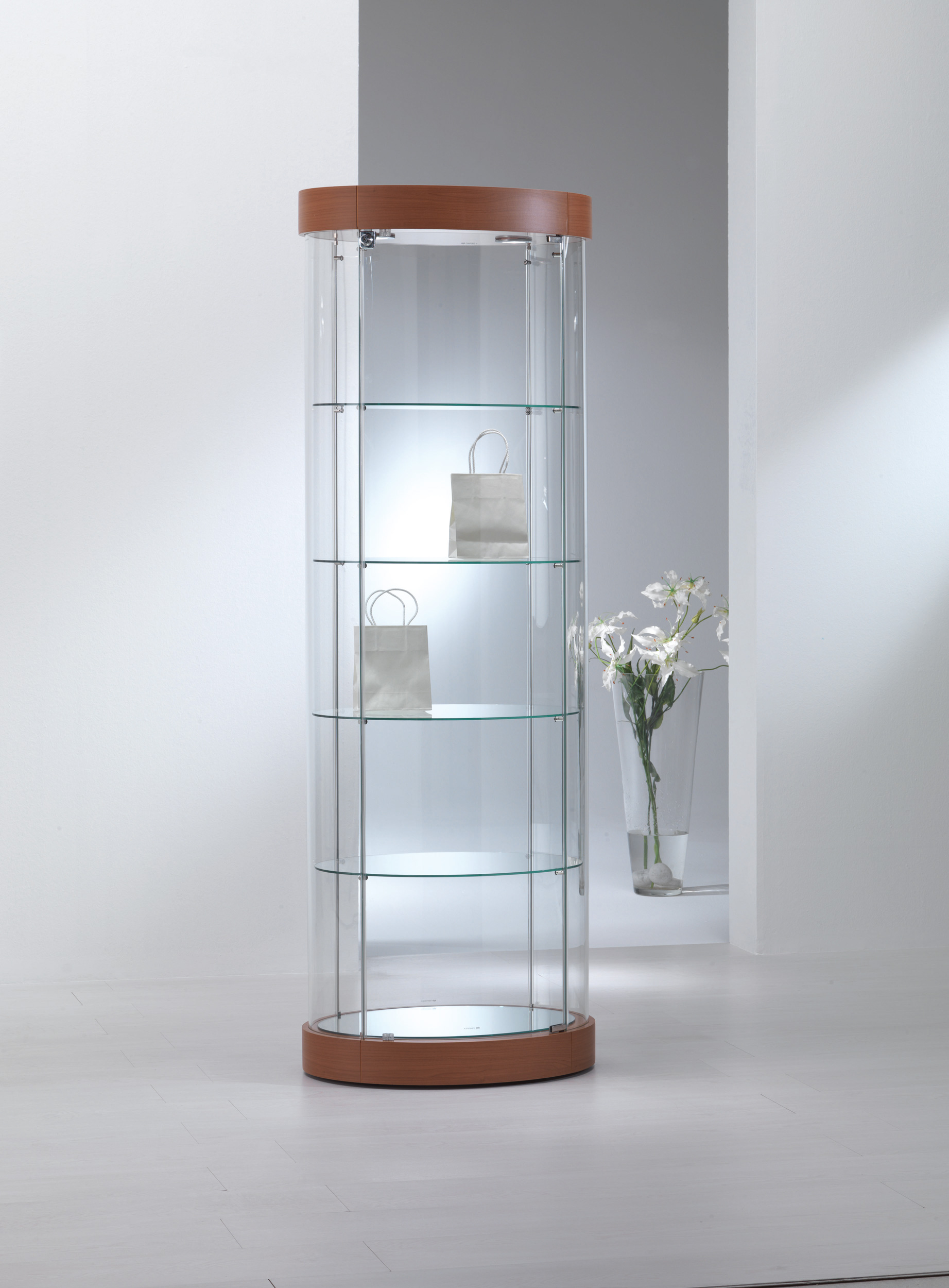 ovale Glasvitrine Topline - 65 x 44 x 190 cm (BxTxH) - Artikel: PV64-44