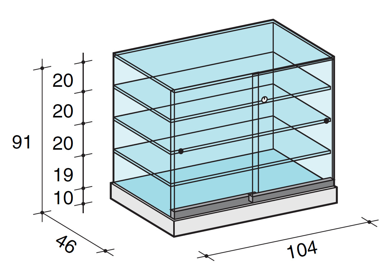 Thekenvitrine - PT104-46 - 104 x 46 x 92 cm (BxTxH)